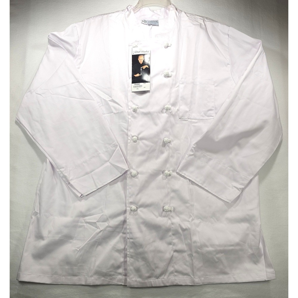 Chef‎ Works PKWC White Double Breasted Chef Coat Knot Buttons 3XL New